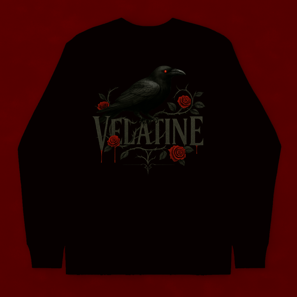 Velatine Long Sleeve Rose Raven | Gothic Wear
